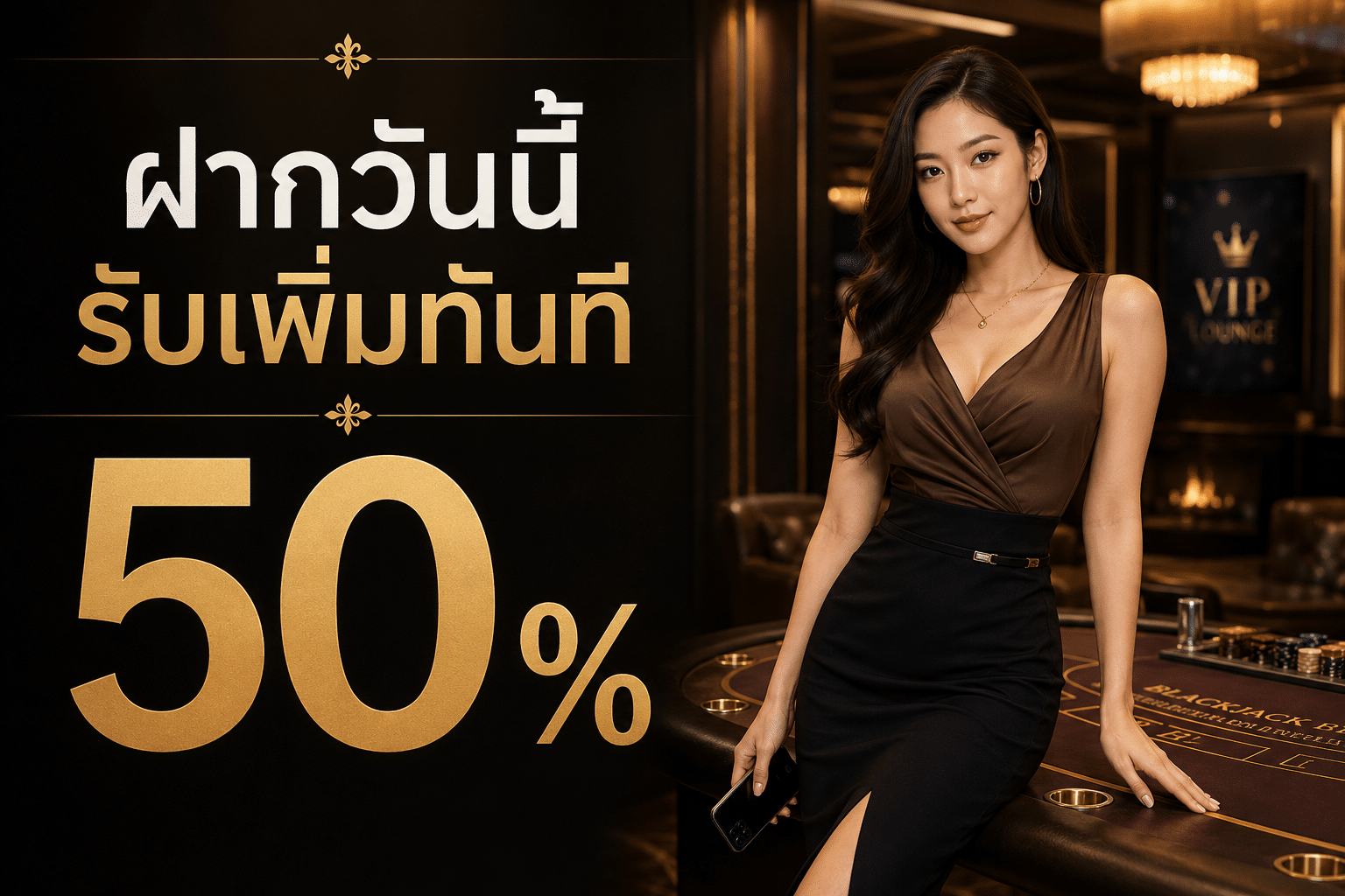 ฝากวันนี้รับเพิ่มทันที 50 %